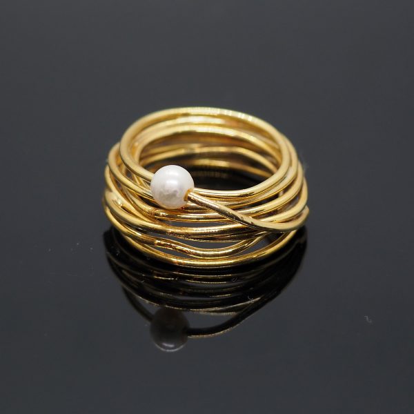 Handmade Pearl Ring in Silver 925, Gold Plated