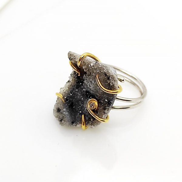 Ring With Black quartz