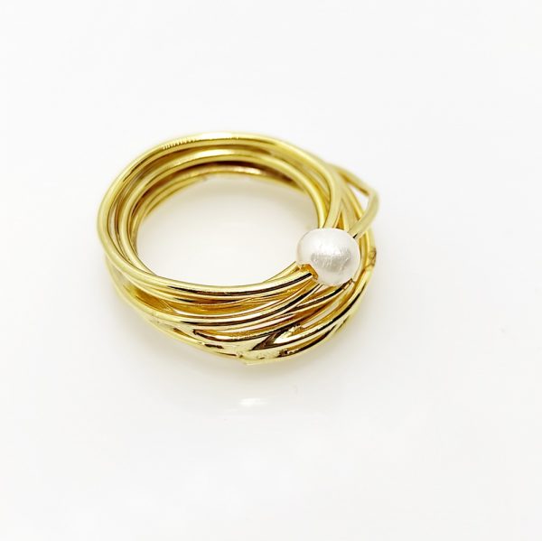 Handmade Pearl Ring in Silver 925, Gold Plated