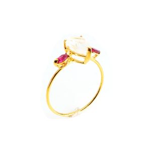 Ring with Moonstone and Ruby in Gold 18K