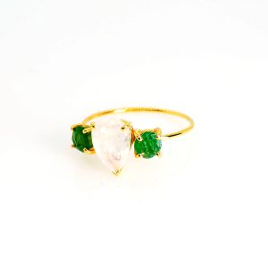 Ring with Moonstone and Emerald in Gold18K