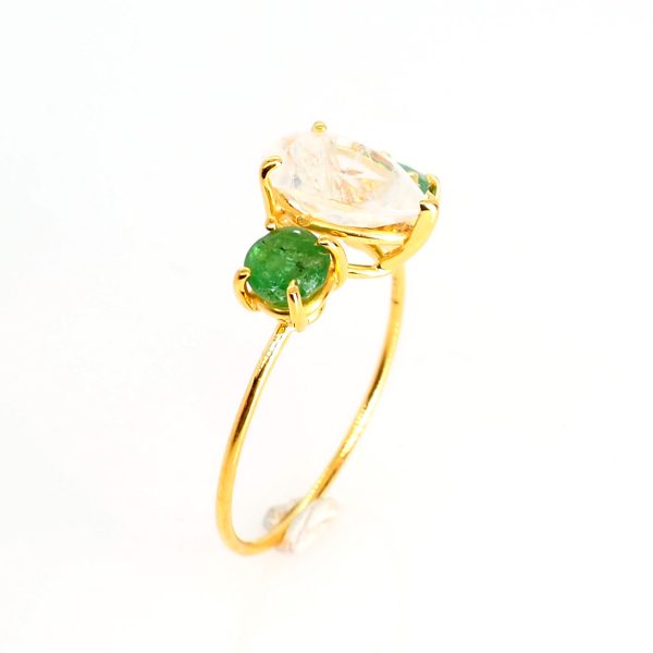 Ring with Moonstone and Emerald in Gold18K