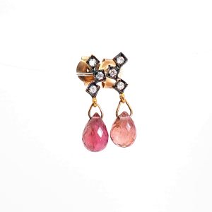 Handmade Earrings with Tourmaline, Gold 14K
