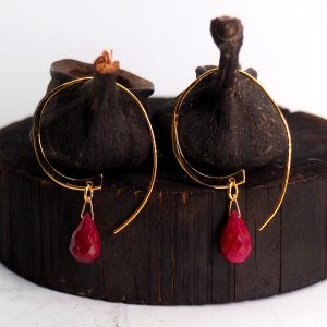 Handmade ruby Earrings, Gold 14K