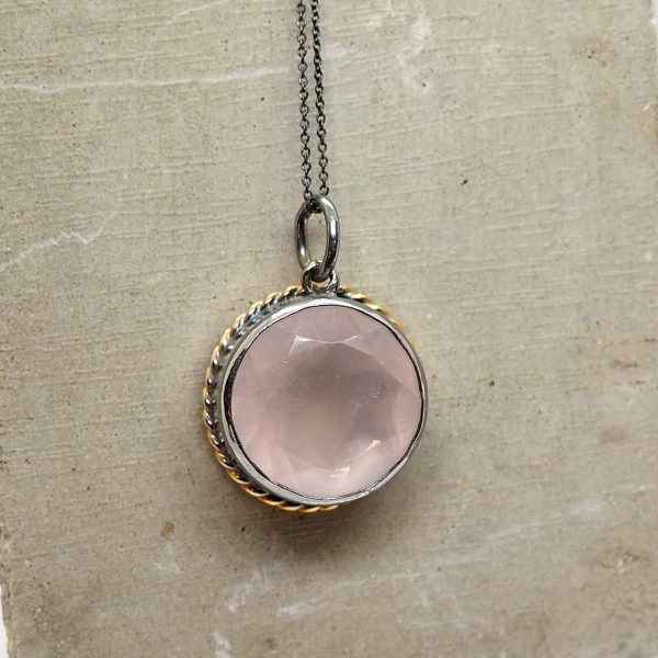 Handmade necklace Pink Quartz in Silver 925