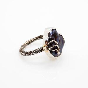 Black Pearl Ring in Silver 925