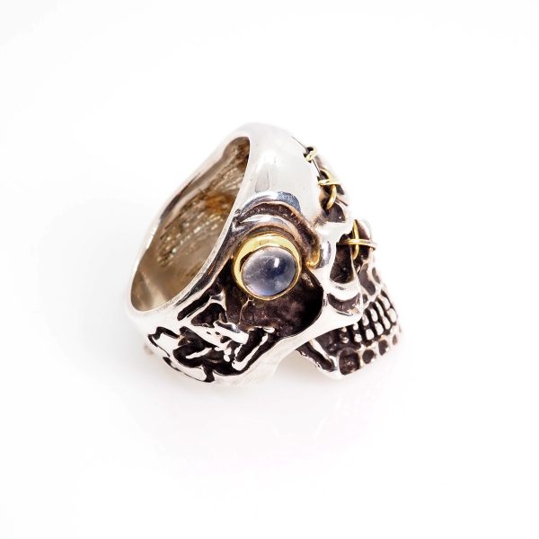 Skull Ring with Moonstone