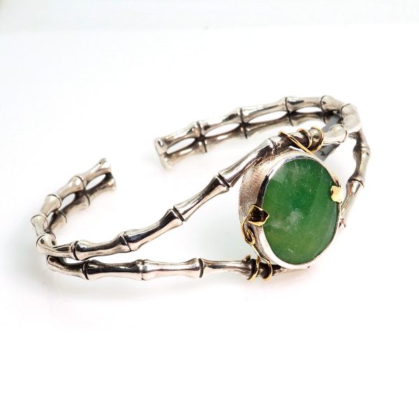 Cuff Bracelet with Green Agate