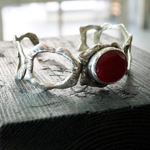 Cuff Bracelet with Red agate