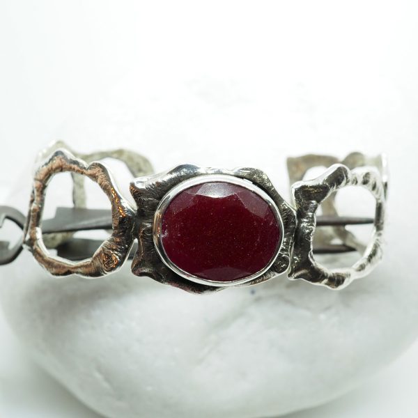 Cuff Bracelet with Red agate