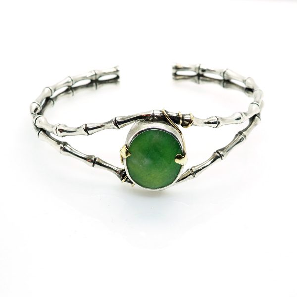 Cuff Bracelet with Green Agate