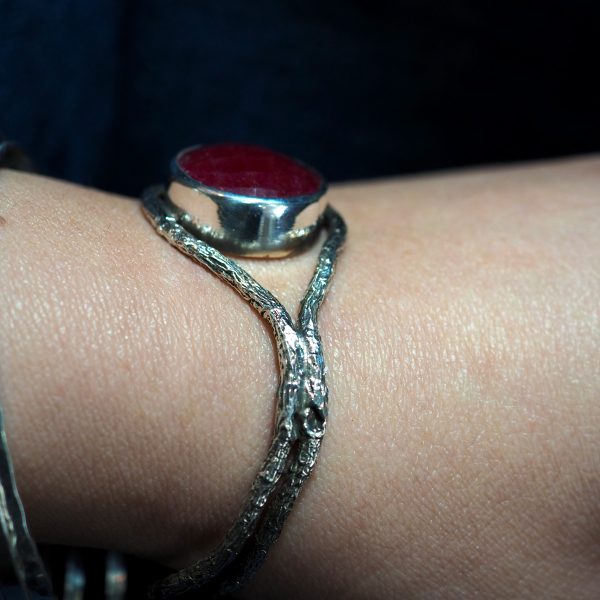 Cuff Bracelet with Red Agate