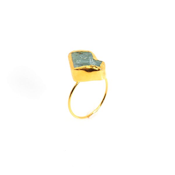 Handmade Ring with raw Aqua marine