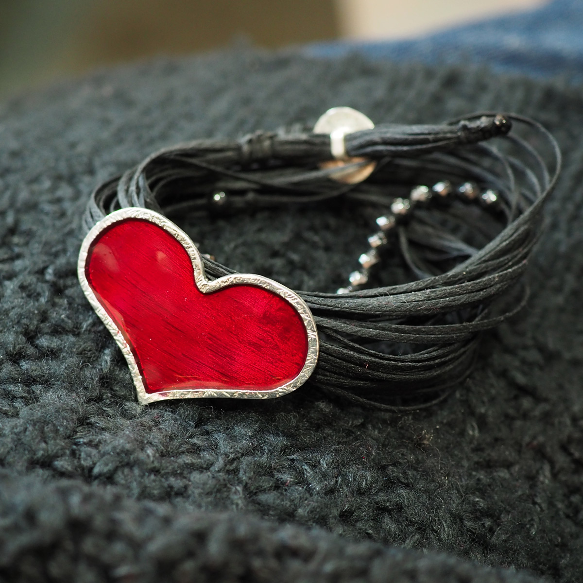 Bracelet with red heart in Silver 925°