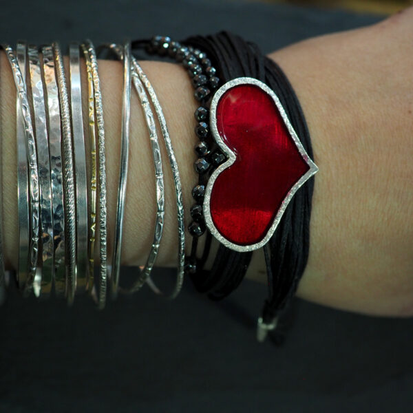 Bracelet with red heart in Silver 925°