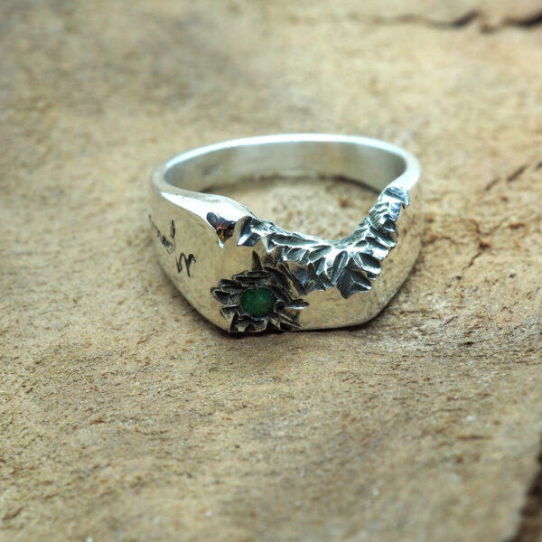 Handmade Ring with Emerald, Silver 925