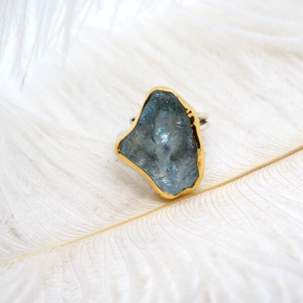 Raw Aqua marine Ring